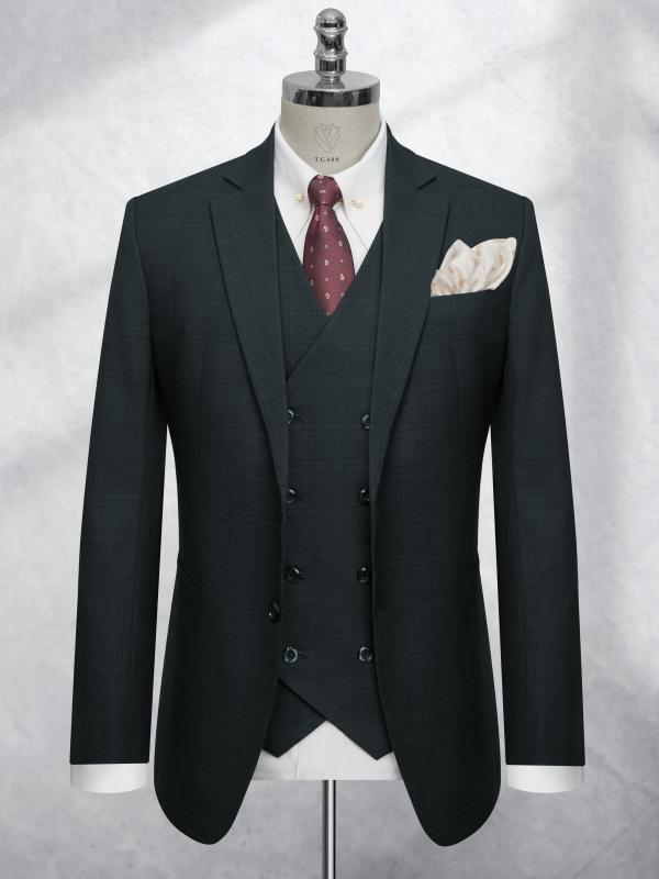 Bộ Suit Xanh Rêu Kẻ Caro Lớn Modern Fit TGS400